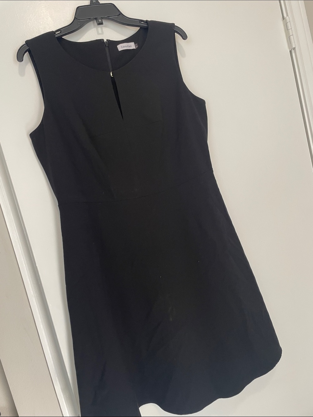 Calvin Klein Black Sleeveless Sheath Dress with Keyhole A-line
